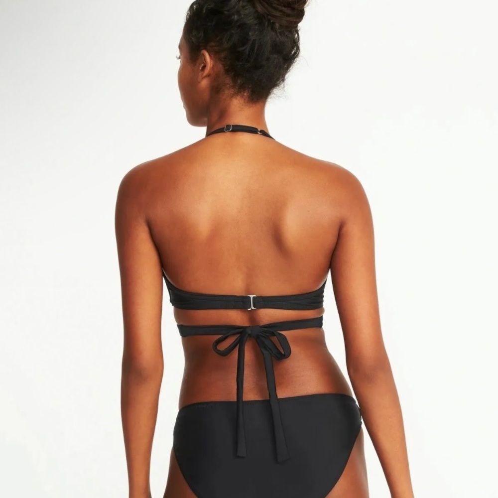 Old Navy Bikini Top CXL Solid Black Wrap Underwire EXTRA Large NWT - Picture 3 of 3